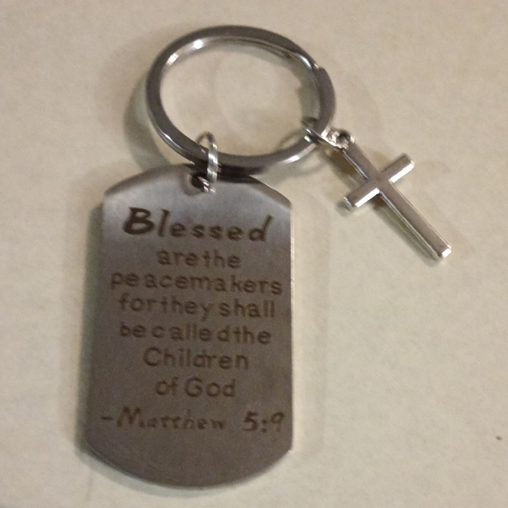 Stainless Steel Inspirational Keychain with Cross
